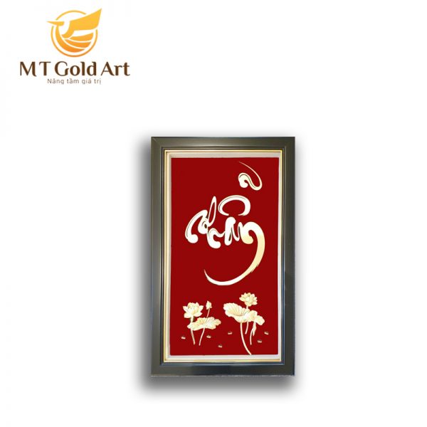 Tranh chữ nhẫn dát vàng 24k MT Gold Art- Hàng chính hãng, trang trí nhà cửa, phòng làm việc, quà tặng sếp, đối tác, khách hàng, tân gia, khai trương