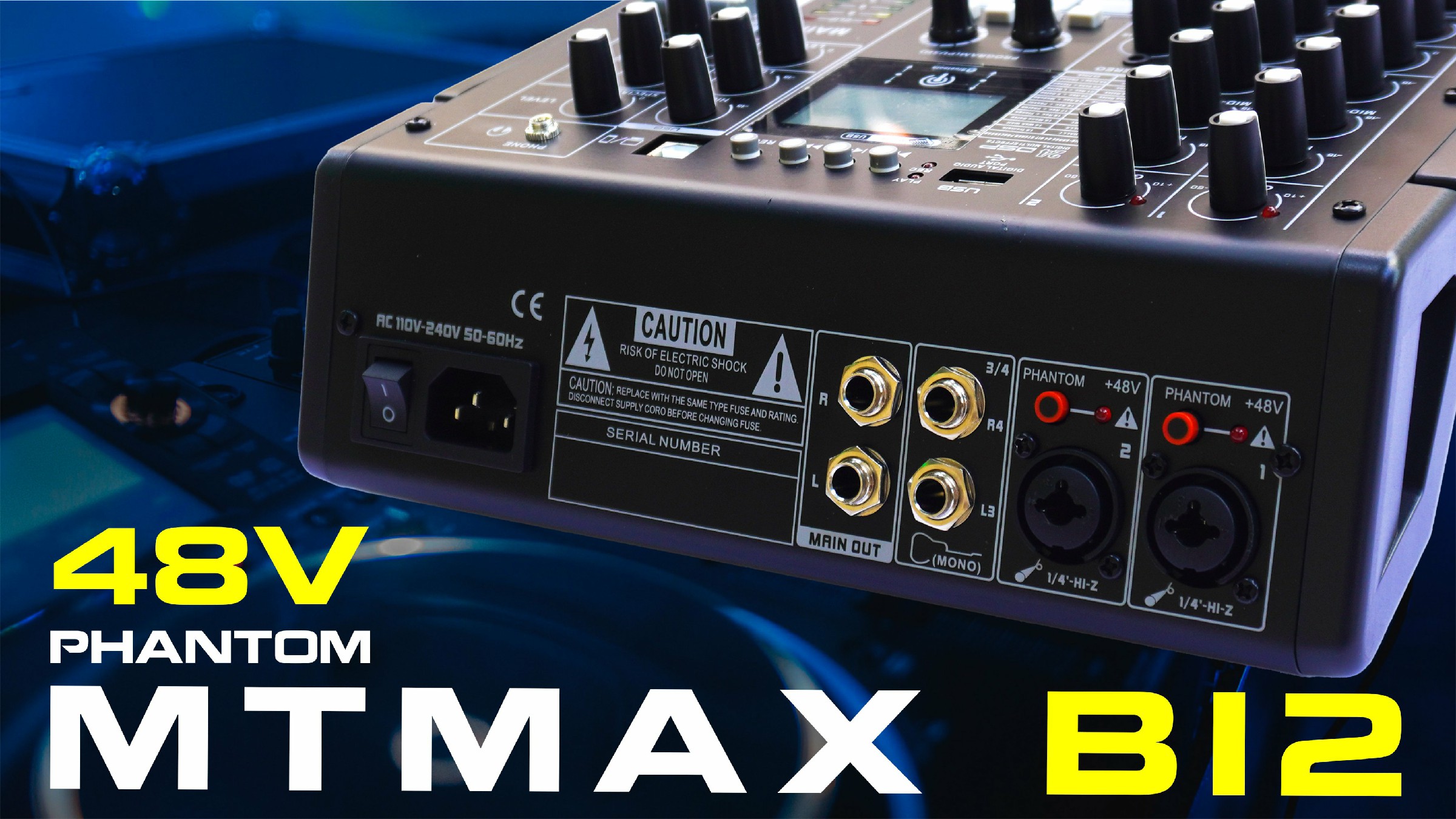 Bàn trộn âm thanh Mixer MTMax B12 - 4 kênh (3 mono, 1 stereo) - 24 hiệu ứng vang số DSP hiệu chỉnh sâu, hiệu ứng sound card - Có Bluetooth, nguồn 48V - Thu âm, livestream - Chỉnh âm cực hay cho loa kéo, amply, loa bluetooth, loa vi tính - Hàng Chính Hãng