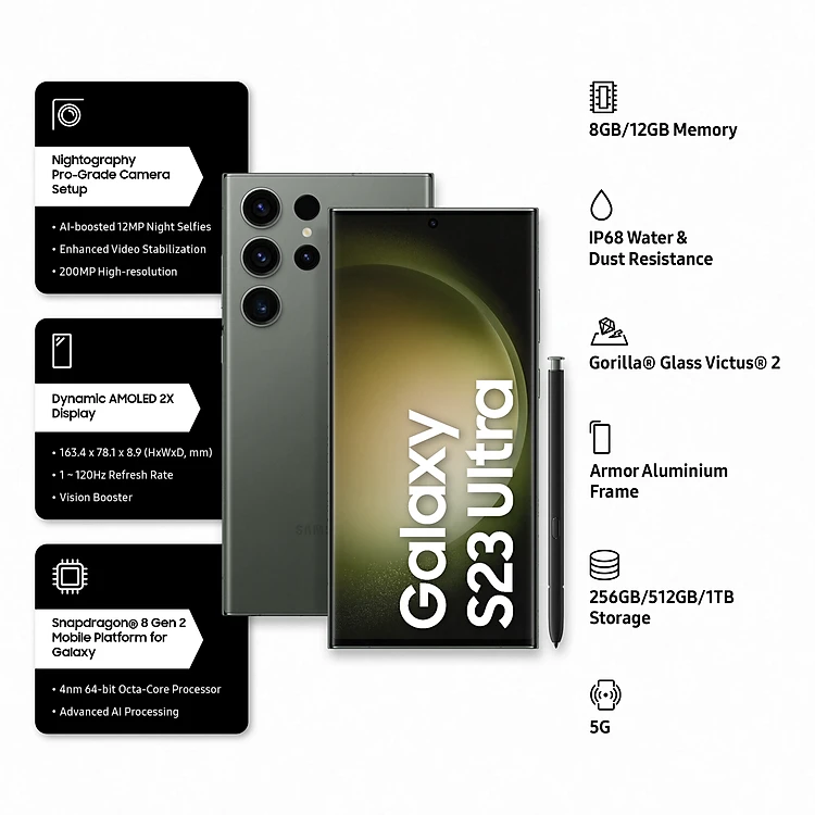 Điện thoại Samsung Galaxy S23 Ultra 5G (12GB/1TB) - Hàng chính hãng