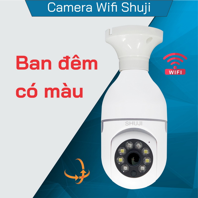 Camera Wifi không dây SHUJI UH620D - Camera bóng đèn - Ban đêm có màu - Báo động khi có trộm đột nhập - 4.0MP cho hình ảnh đẹp gấp đôi Full HD1080 - Hàng chính hãng