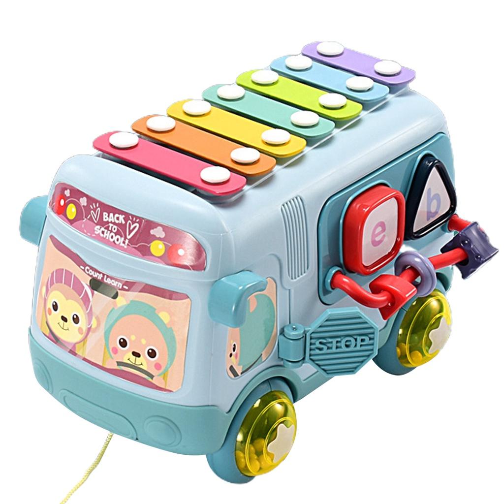 Different Colors Matching Early Education Toy Multifunctional Enlightenment Knock Piano Bus Crawling Training for Indoor