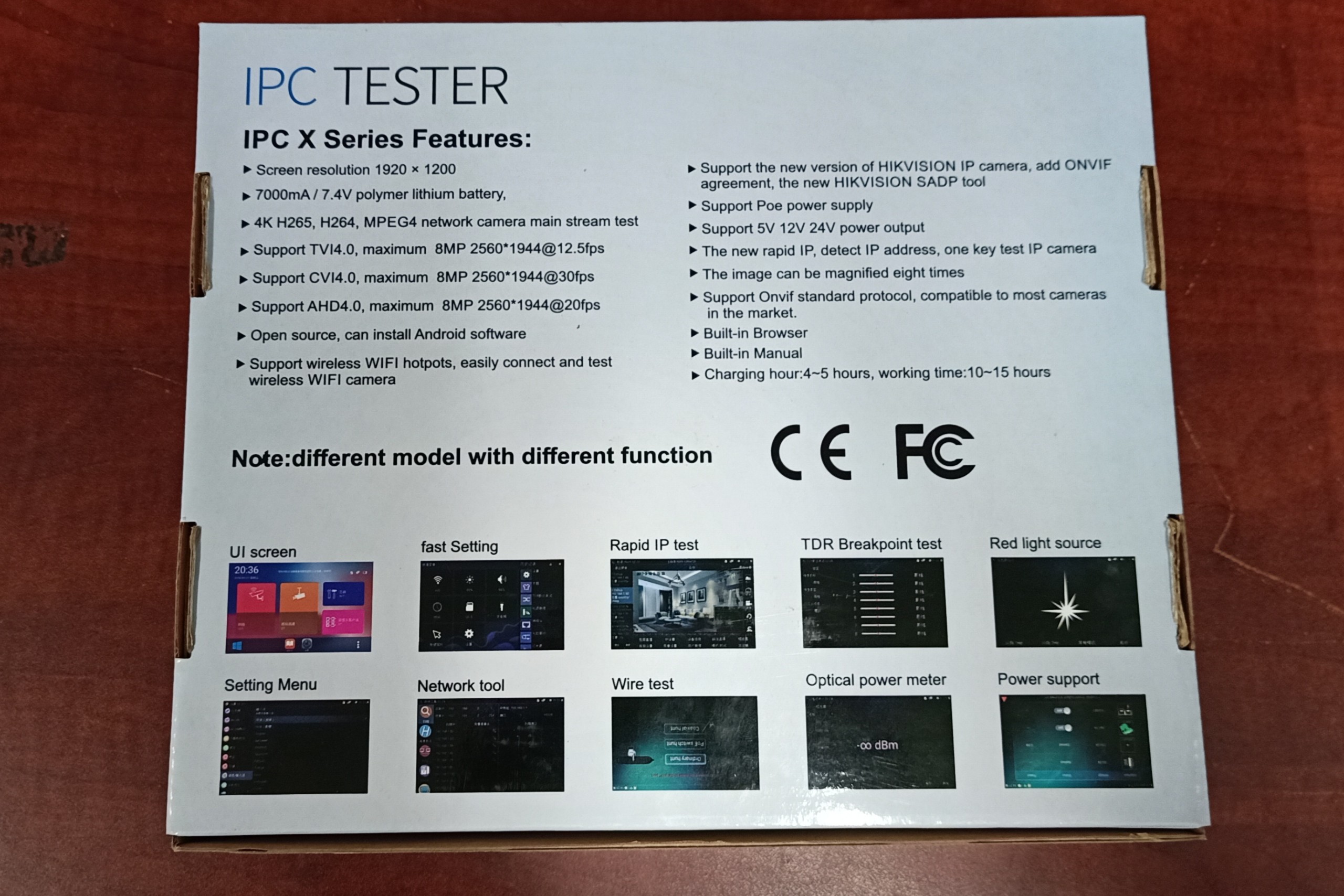 Máy test camera cảm ứng 7 inches IP/AHD/TVI/CVI 8.0MP, HDMI in &amp; out