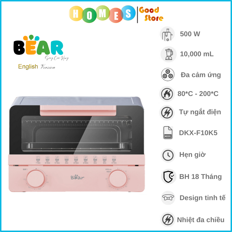 Lò Nướng Điện BEAR DKX-F10K5 Kính Cường Lực Dung Tích 11 Lít Công Suất 800 W - Hàng Chính Hãng