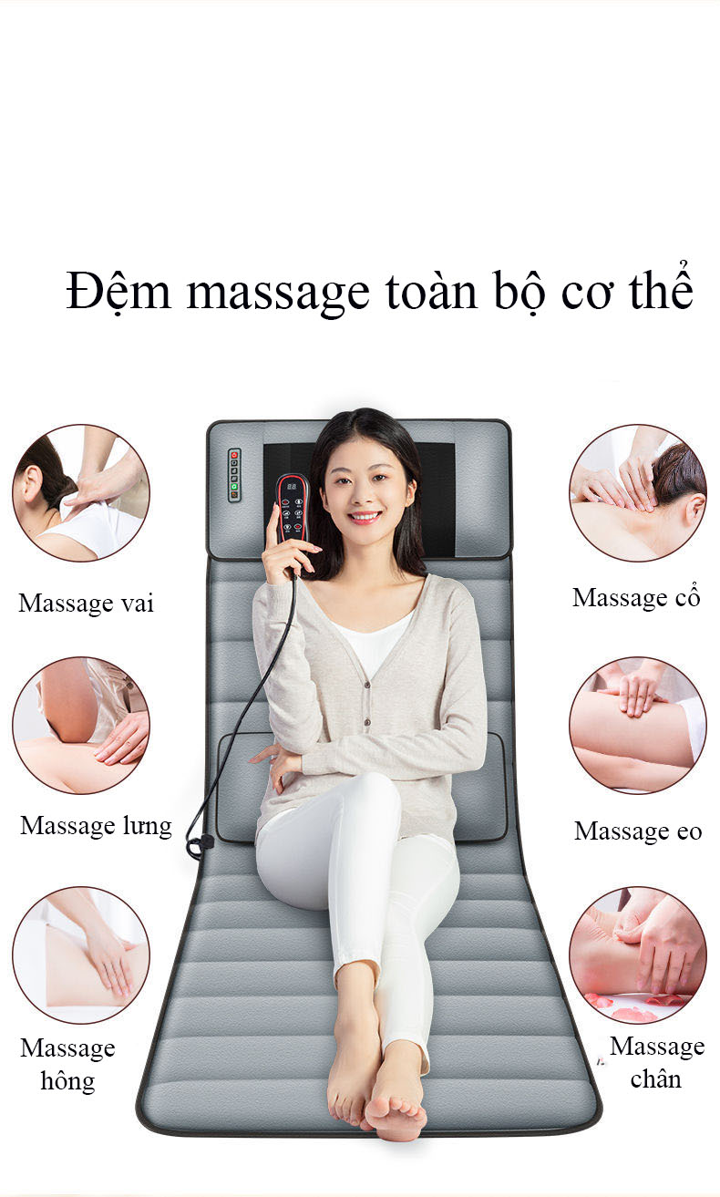 Đệm Massage Toàn Thân Phiên Bản 2022 Ngọc Lục Bảo - Nệm Mát Xa Toàn Thân - Chất Liệu Vải Nhung Thoáng Mát