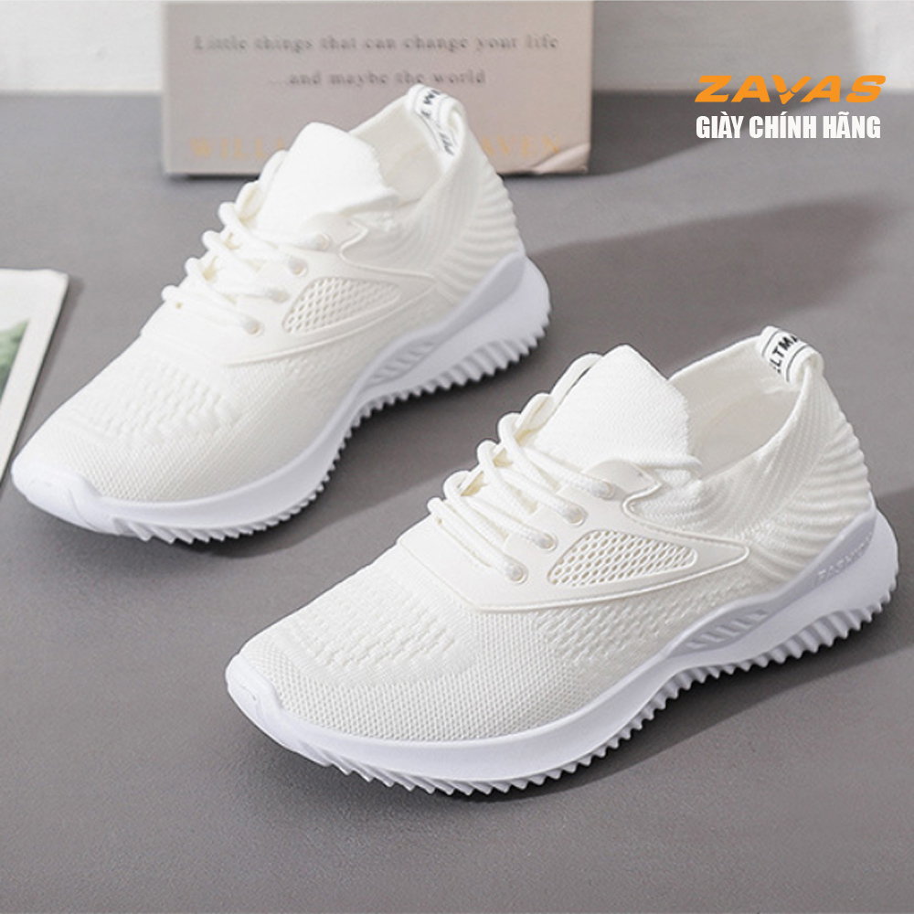 Hình ảnh Giày thể thao sneaker nữ màu trắng đế êm nhẹ thoáng khí thương hiệu ZAVAS - S393 - Hàng chính hãng