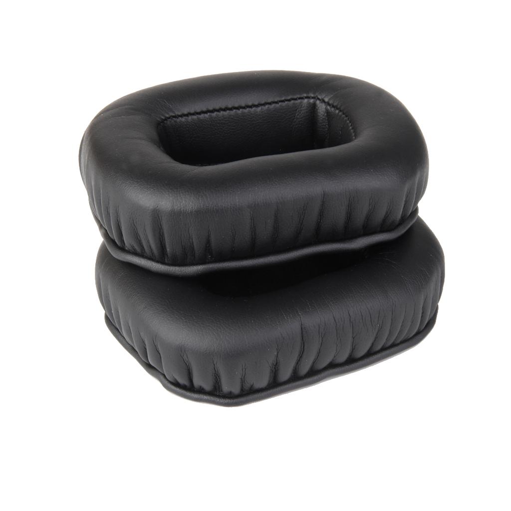 2pairs Black Leather Ear Pads Cushions for Tiamat 7.1 Gaming Headset