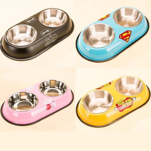 Chén ăn đôi Double inox cho chó mèo cao cấp