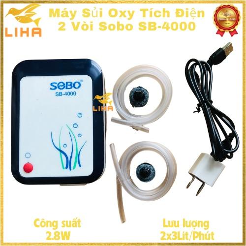 Máy Sủi Oxy Tích Điện 2 Vòi Sobo SB-3000, SB-4000 - Máy Sủi Oxy 2 Vòi Sobo Tích Điện