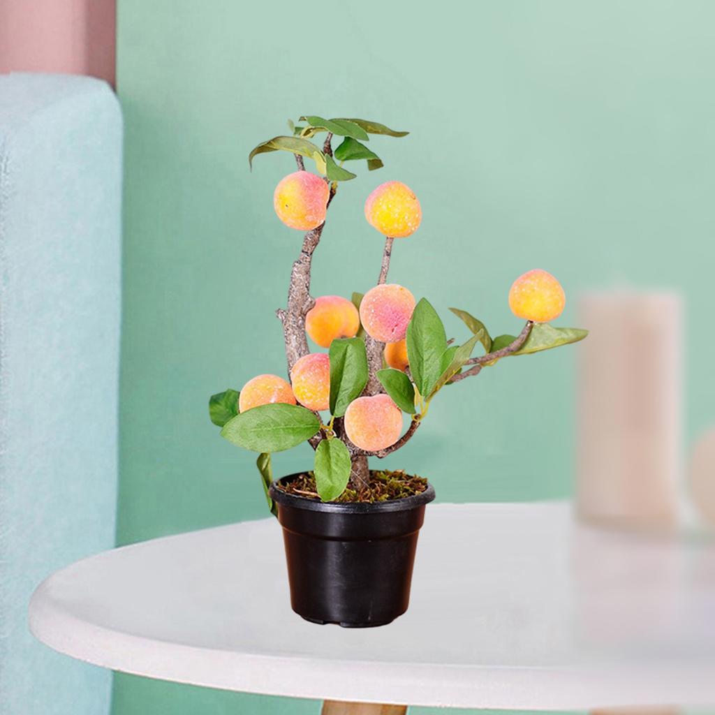 Artificial Fruit Tree Bonsai Green Leaf Realistic Potted Plants Rubber Balls