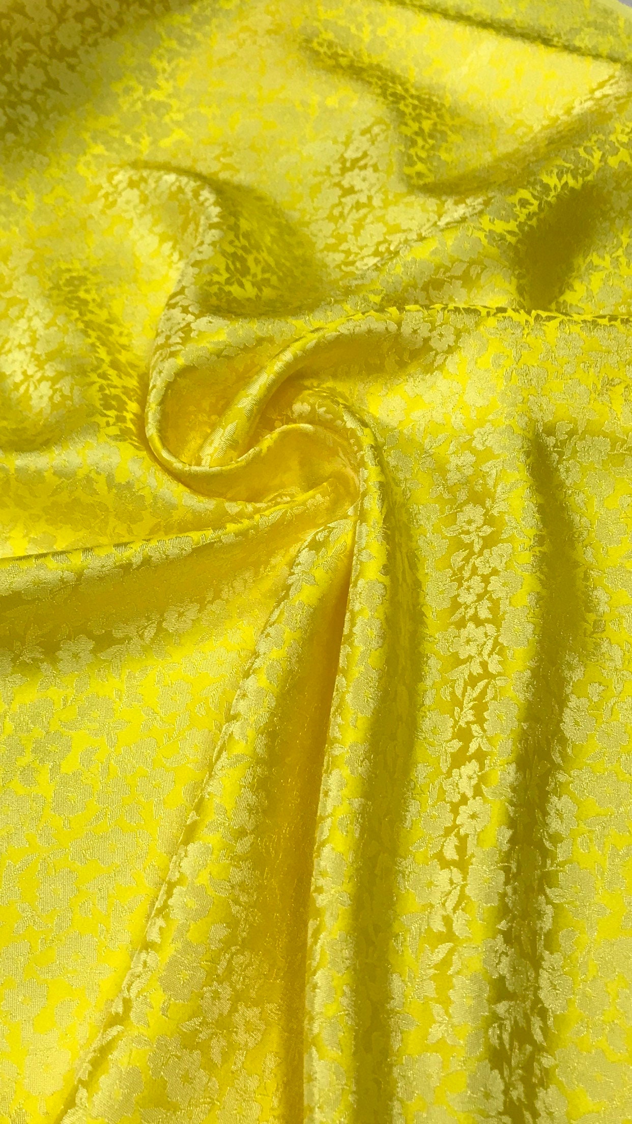 Vải Lụa Tơ Tằm Palacesilk hoa mai màu vàng may áo dài, dệt thủ công#mềm mượt#nhẹ#thoáng mát, khổ rộng 90cm