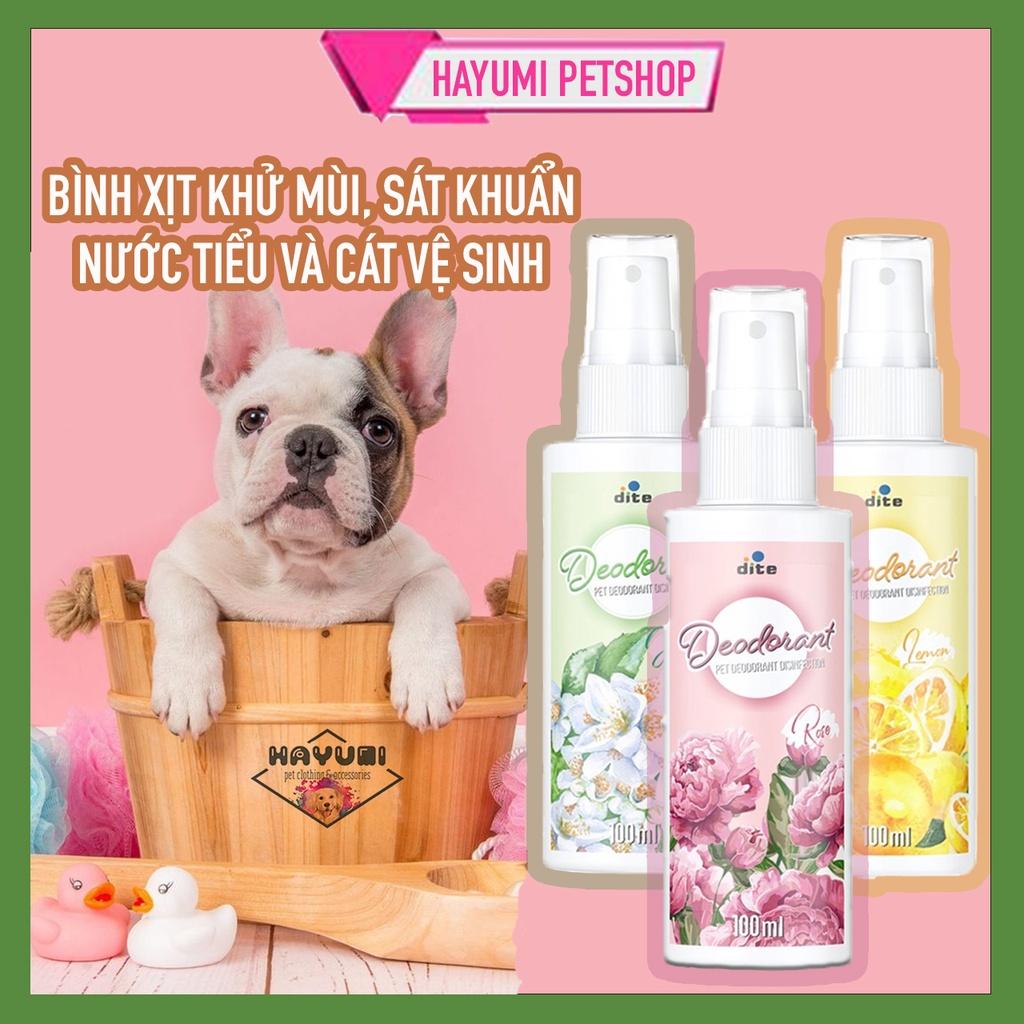 BÌNH XỊT KHỬ MÙI HÔI CHÓ MÈO, SÁT KHUẨN DEODORANT- 100ml - SÁT KHUẨN CHUỒNG, NỆM, CÁT, PHÂN, NƯỚC TIỂU