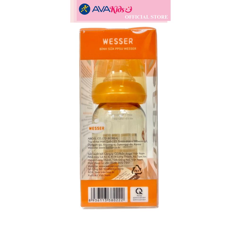 Bình sữa nhựa PPSU Wesser TBSWPP140 cổ hẹp 140 ml (0 - 3 tháng)