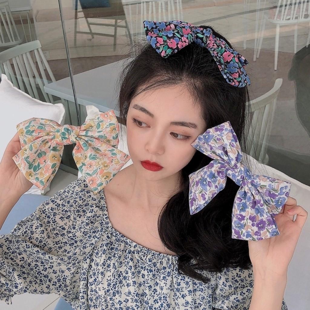 KẸP TÓC NƠ, buộc tóc nơ bản to họa tiết xinh, DÂY CỘT TÓC nơ to, phong cách hàn quốc, SIÊU ĐÁNG YÊU cho mẹ và bé