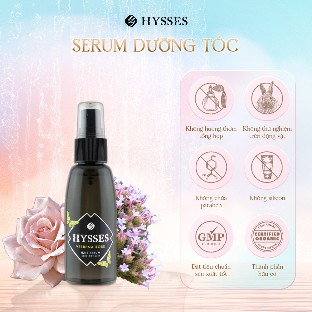 Tinh Chất Dưỡng Tóc Cao Cấp Hysses Hair Serum Dành Cho Tóc Khô, Xoăn Cứng, Giúp Gỡ Rối, Cung Cấp Độ Ẩm, Cho Tóc Mềm Mượt Với Tinh Dầu Mã Tiên Thảo - Hoa Hồng Hữu Cơ Tự Nhiên