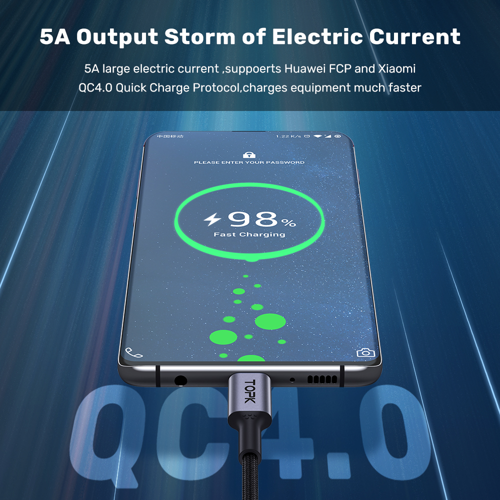 Cáp sạc nhanh C to C công suất 100W HÀNG CHÍNH HÃNG TOPK AP35 QC PD 4.0 dùng cho iPad Pro/ Macbook/ Laptop/ Smartphone