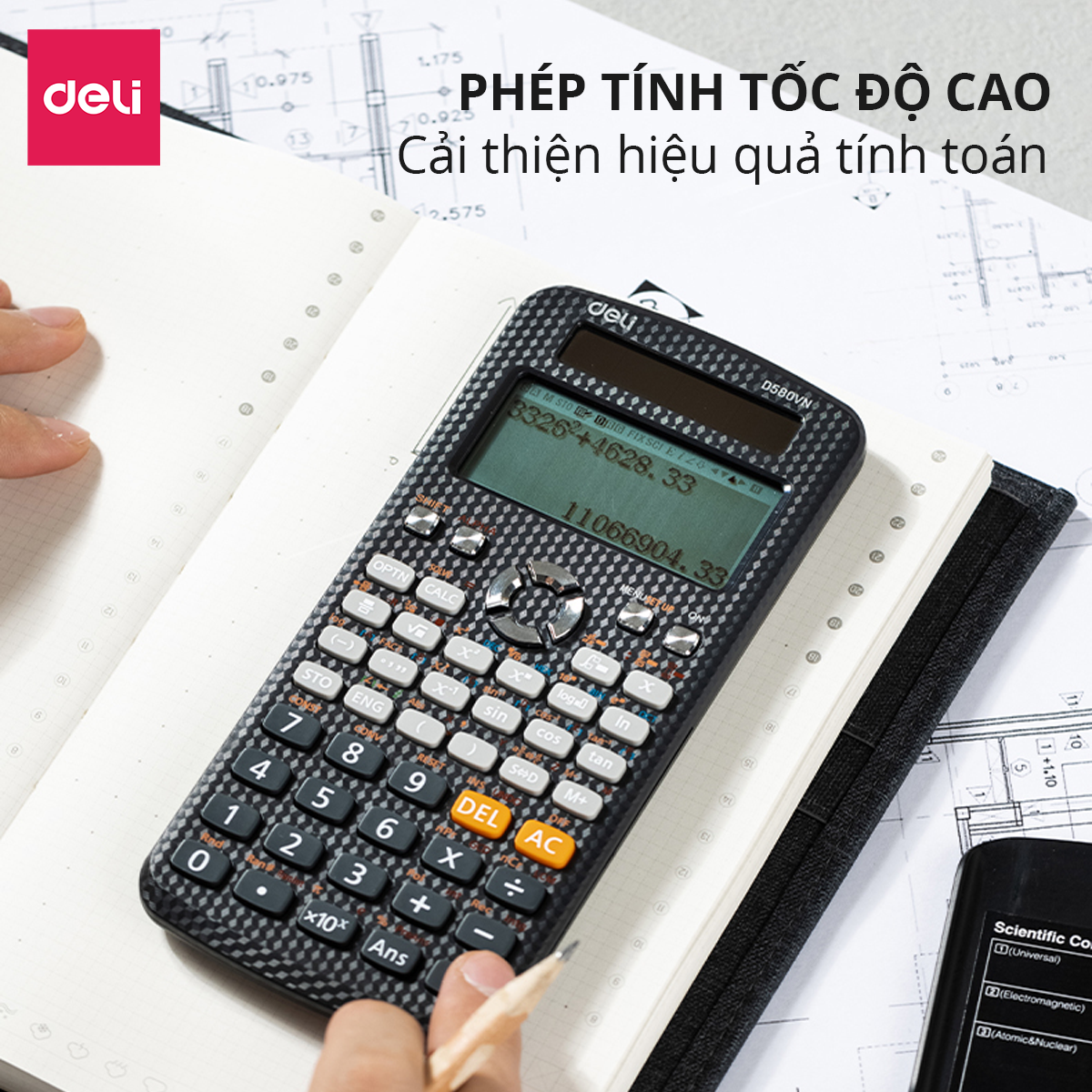 Máy Tính Khoa Học Deli CD580VN Hỗ Trợ Tiếng Việt Mới Nhất - Dành Cho Học Sinh Cấp 2 Cấp 3 Lớp 6 Đến Lớp 12 Chuyên Dụng Mang Vào Phòng Thi - Máy Tính Học Sinh Bỏ Túi Cầm Tay