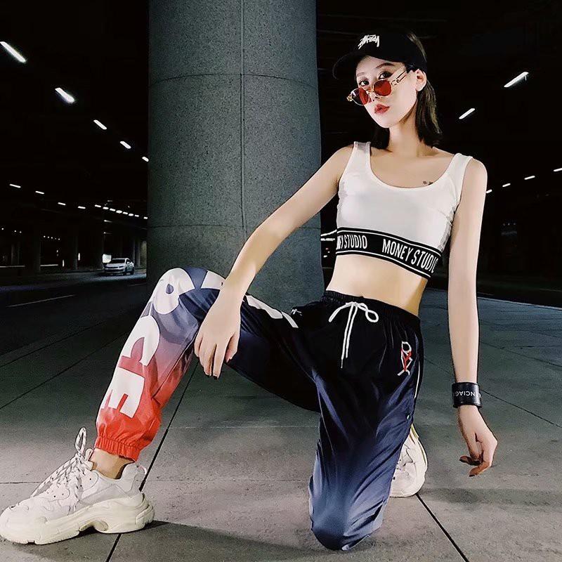 Quần dài ống rộng in chữ phong cách năng động cá tính dành cho nam