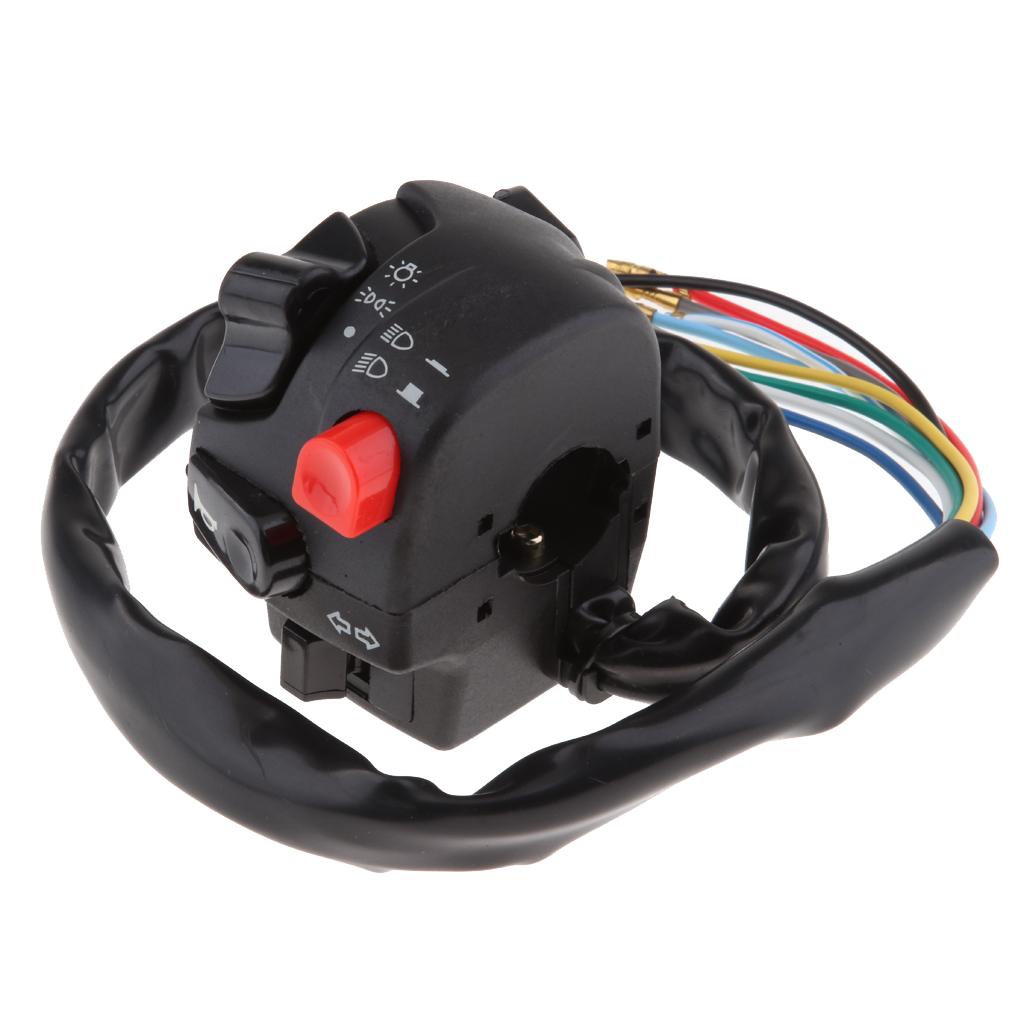 7/8 Inch Xe Máy LH Tay Cầm Sừng LED Tín Hiệu Đèn Pha Đánh Lửa Điện Điều Khiển Công Tắc Lắp Ráp Dành Cho Xe Honda