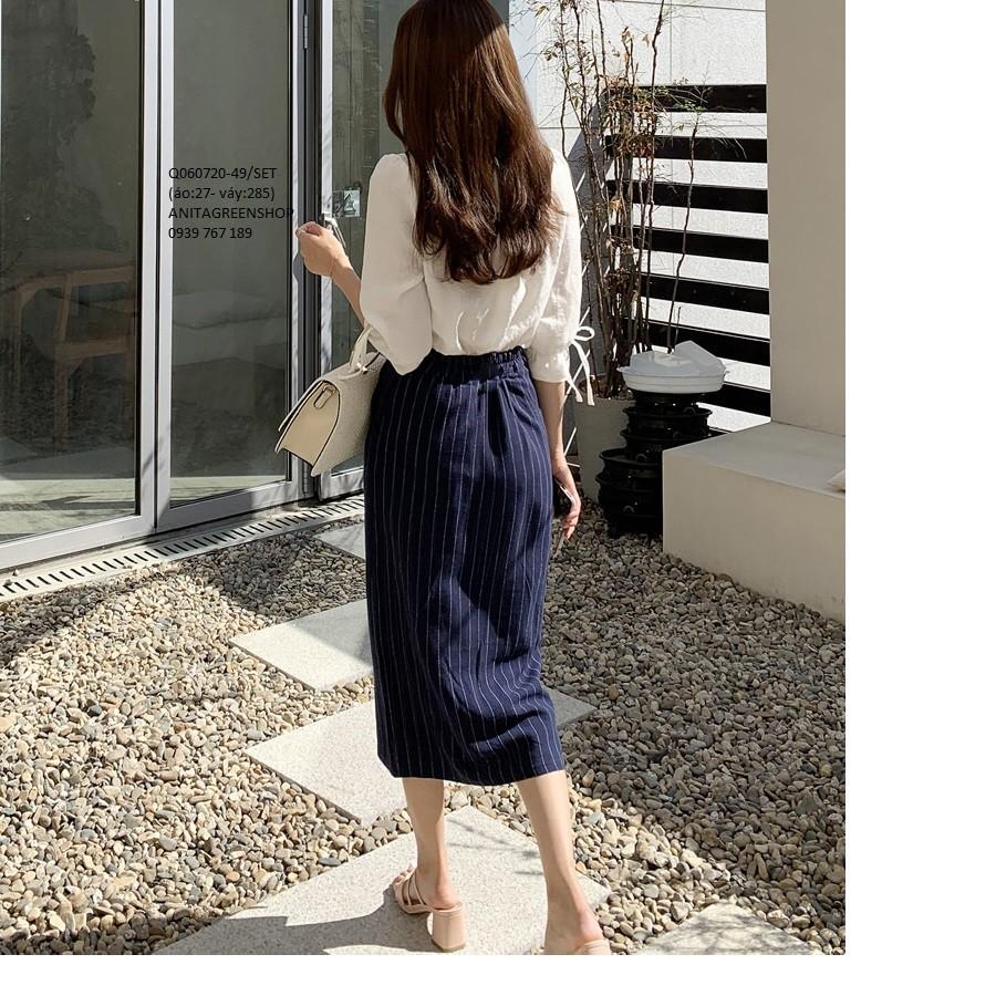 Q060720 SET ÁO SƠ MI PHỐI CHÂN VÁY CÔNG SỞ
