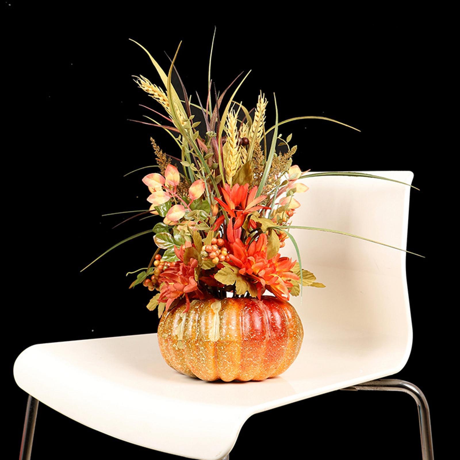 Artificial Pumpkin with Flowers Floral Arrangement for Tabletop Decoration