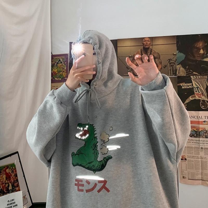 Áo hoodie tay dài in hình khủng long phản quang 3 màu sắc thời trang dành cho nam