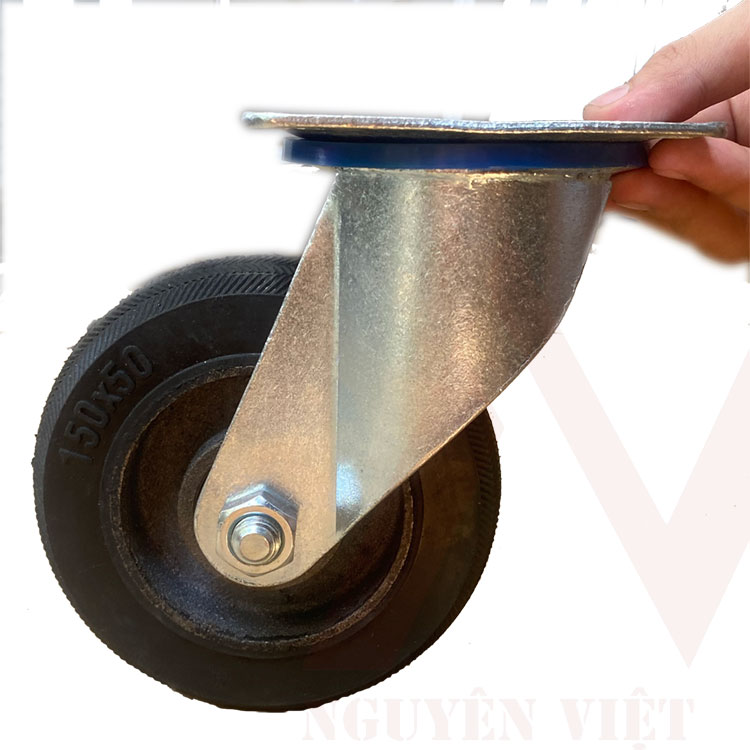 BÁNH XE XE ĐẨY HÀNG CÓ KHÓA BẰNG CAO SU ĐẶC 100X35MM