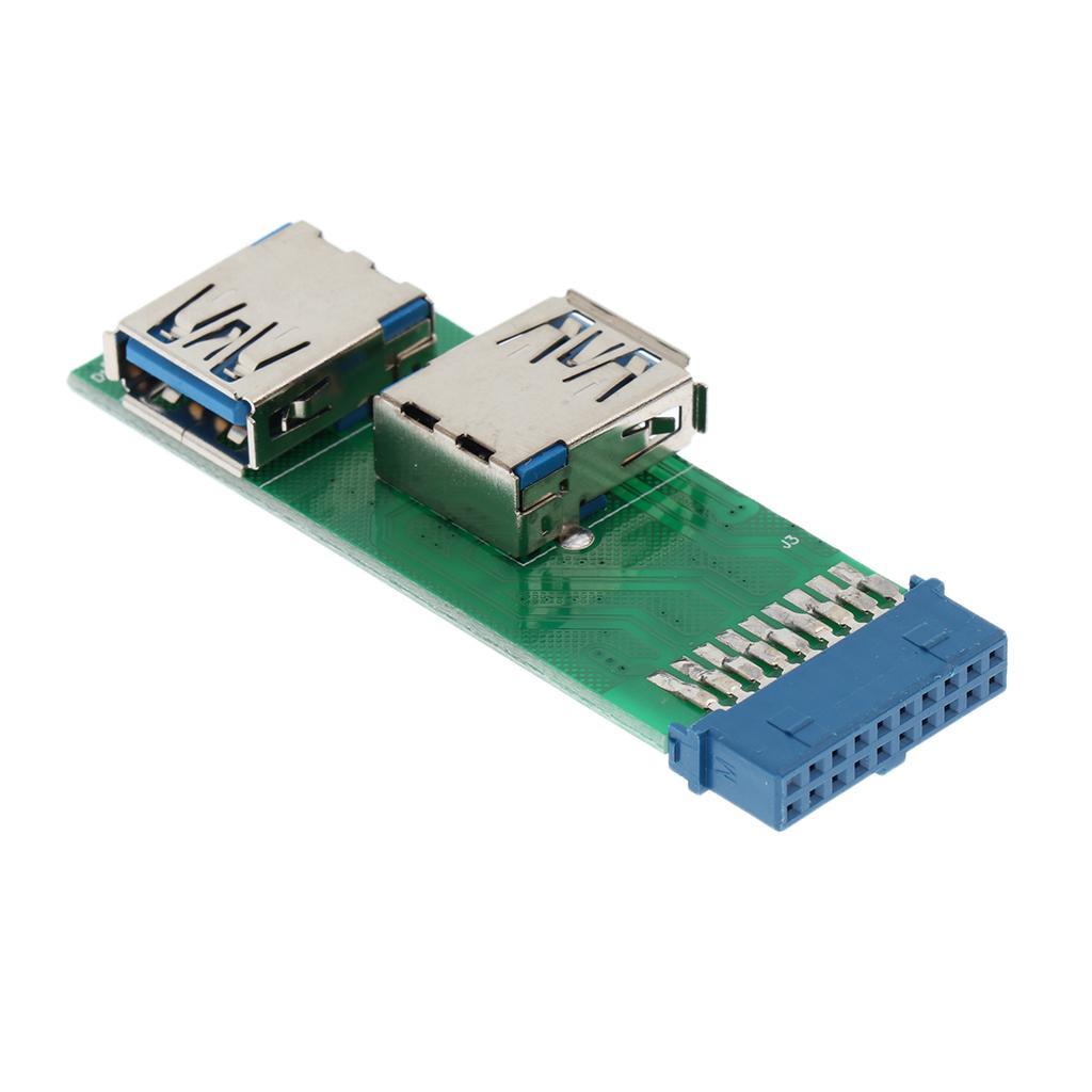 Dual Port USB 3.0 Female Mount Panel Type to Motherboard 20 Pin Adapter