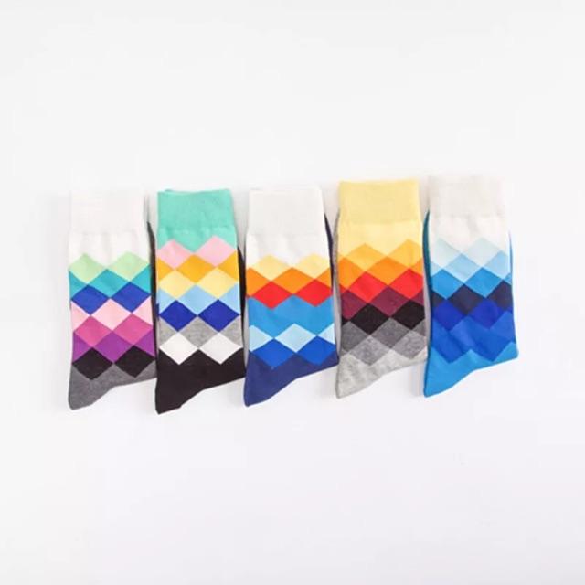 Tất quả trám 10 màu hoạ tiết happy socks