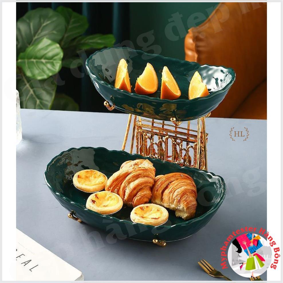 KHAY SỨ ĐỰNG BÁNH KẸO - HOA QUẢ BÀN LỄ TÂN, KỆ BẾP, PHÒNG KHÁCH CAO CẤP VÂN SẦN KHUNG INOX KHÔNG HAN RỈ