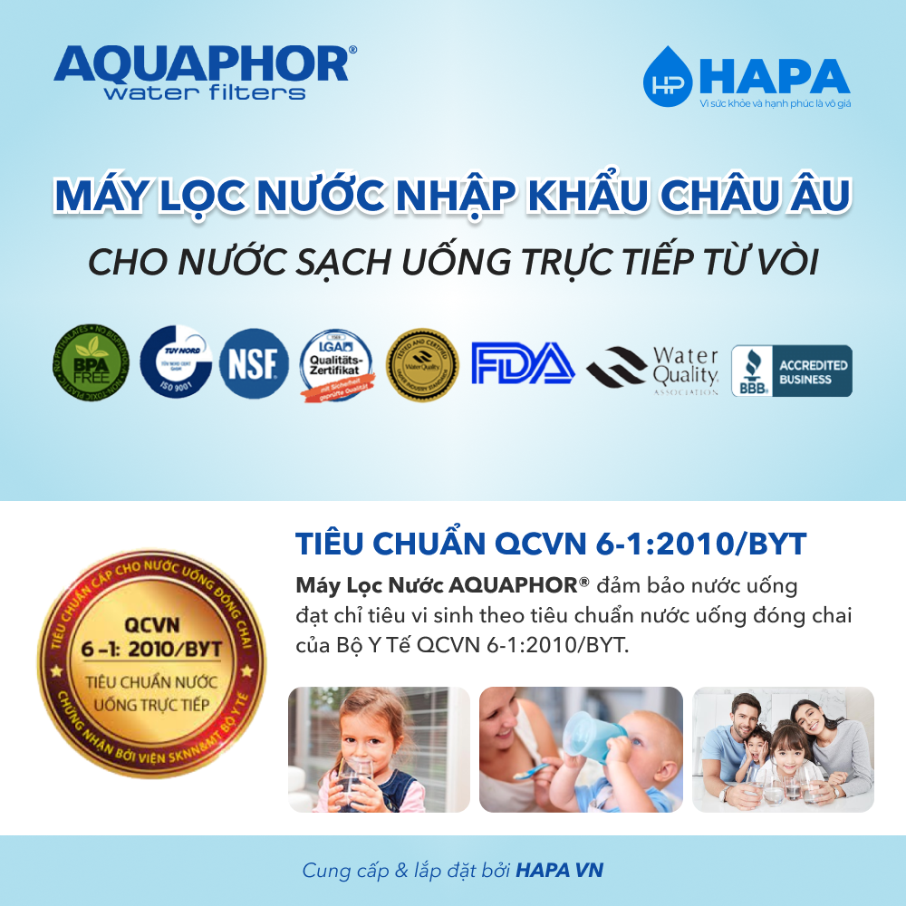 Máy Lọc Nước AQUAPHOR CRYSTAL ECO Uống Trực Tiếp Từ Vòi, Công Nghệ NANO Không Điện - Hàng Chính Hãng