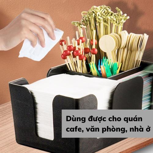 Khay đựng đồ đa năng 6 ngăn tiện lợi đựng khăn giấy thìa đũa ống hút dành cho quán cafe văn phòng nhà ở bảo hành 1 đổi 1