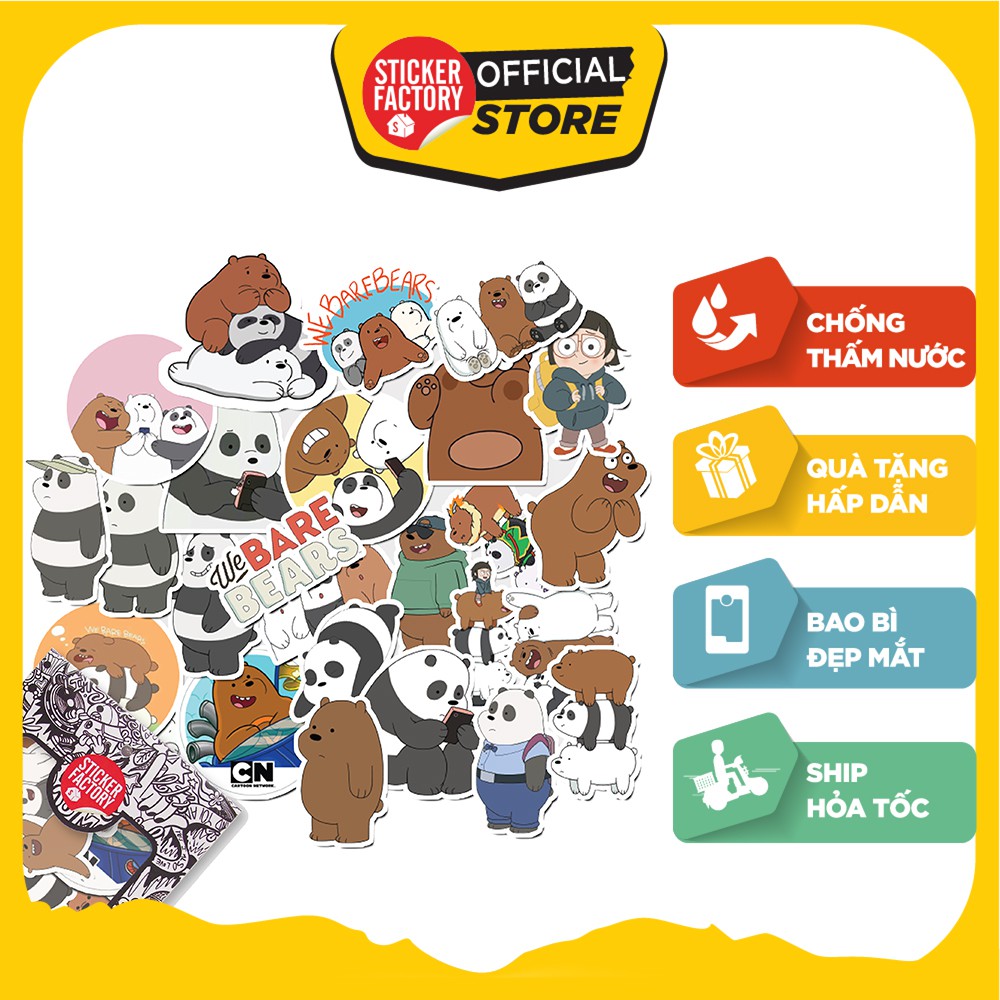 We Bare Bears - Set 30 sticker hình dán