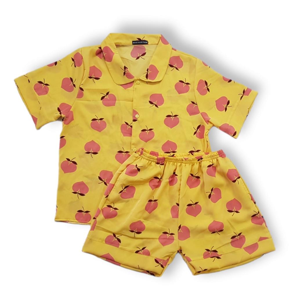 Bộ đồ lụa đùi bộ đồ lụa mango cộc tay cao cấp mặc nhà đi chơi họa tiết đẹp