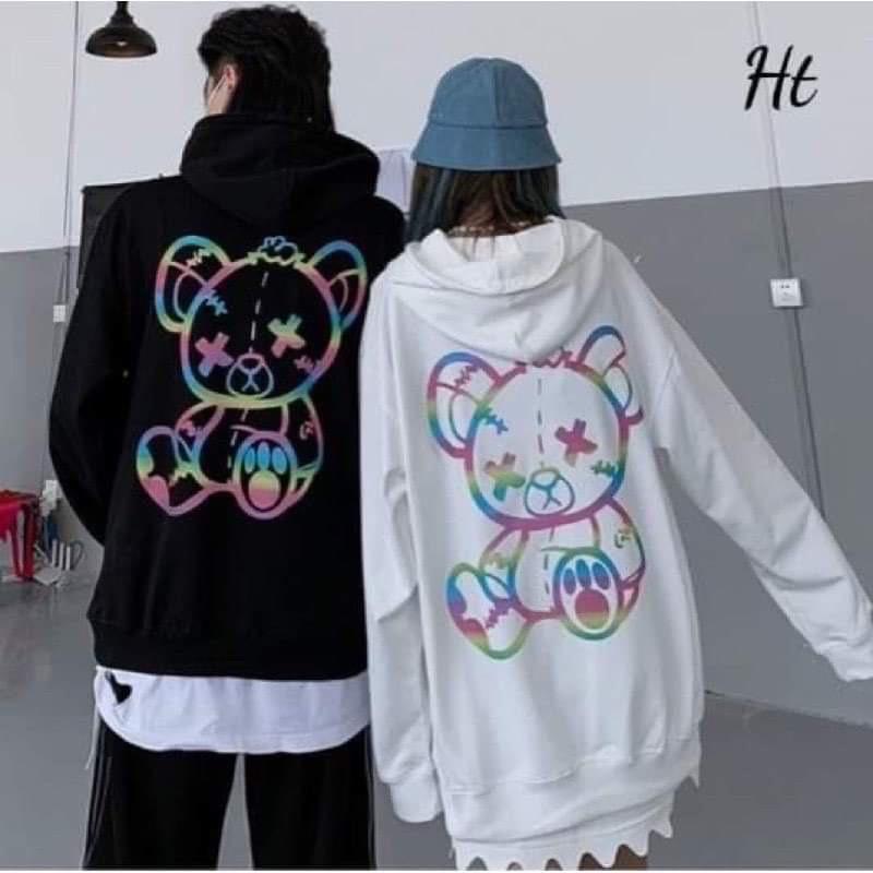 Áo hoodie gấu bông vá XX phản quang H26