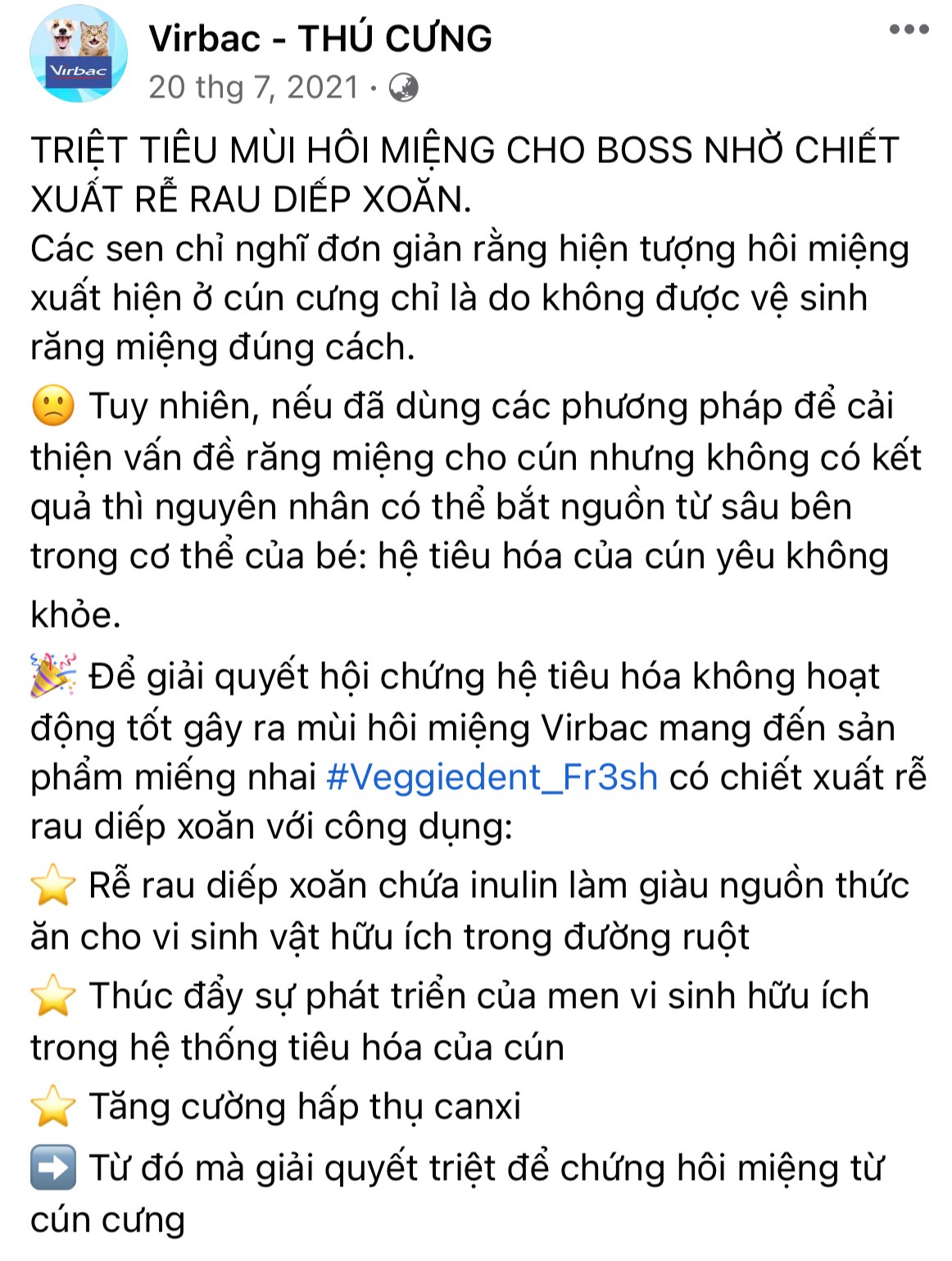 Thanh nhai Veggiedent sạch răng, thơm miệng, giảm cao răng cho chó (Virbac)