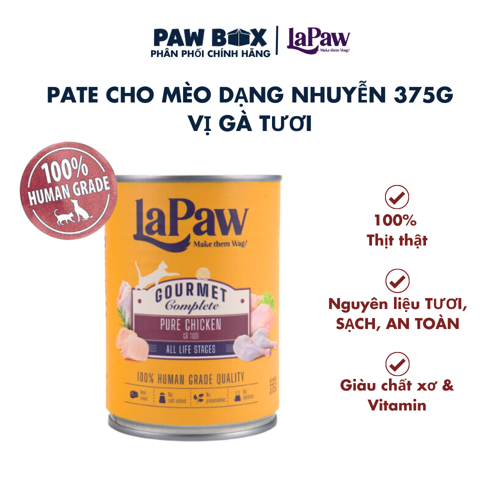 Pate cho chó - mèo laPaw Gourmet cao cấp dạng nhuyễn hộp 375g