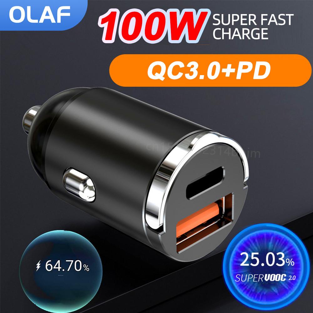 Bộ sạc xe hơi OLAF 100W Bộ sạc USB mini cho điện thoại di động trong bộ chuyển đổi xe hơi vô hình