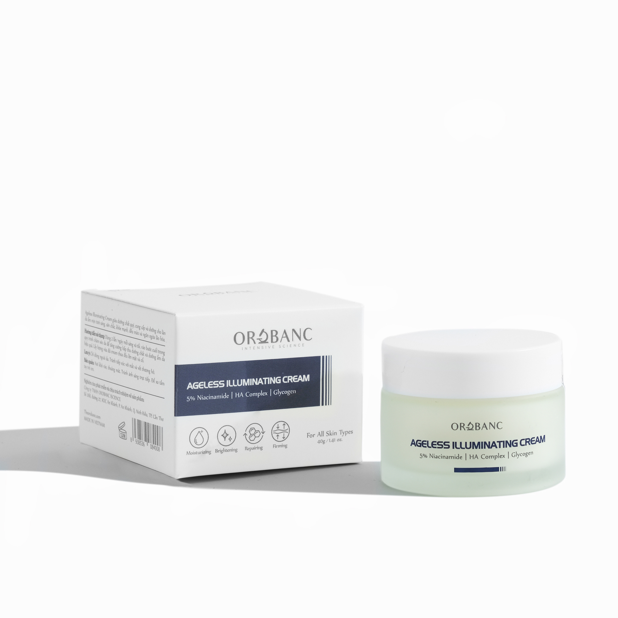 Kem dưỡng ẩm, phục hồi, sáng da và chống lão hóa - Orobanc Ageless Illuminating Cream 20GR