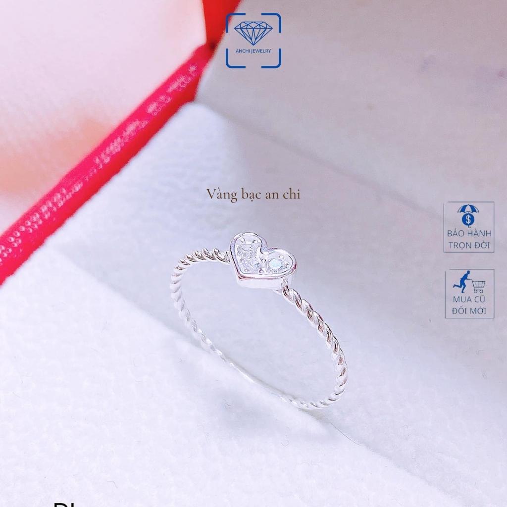 Nhẫn tim bạc nữ nhỏ xinh giá xưởng, trang sức Anchi jewelry