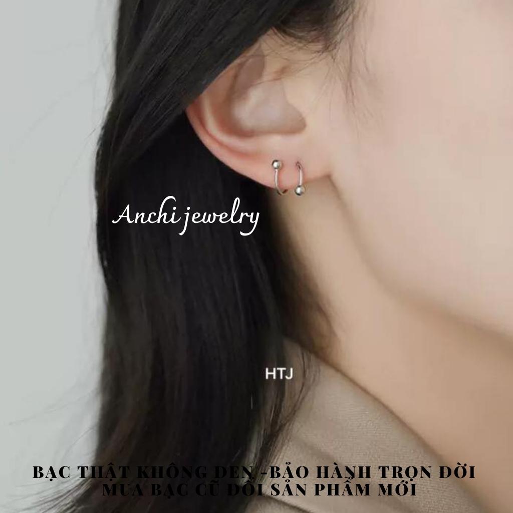 Bông tai vàng tây xoắn lò xo 2 đầu bi zen xoáy đeo được nhiều kiểu hiphop ôm vành cá tính,Anchijewelry