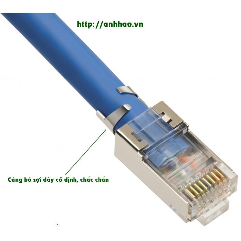 Đầu bấm mạng cat6A/ Cat7 kèm đầu chụp màu trong suốt chính hãng Sinoamigo nhập khẩu (hộp 100 hạt)