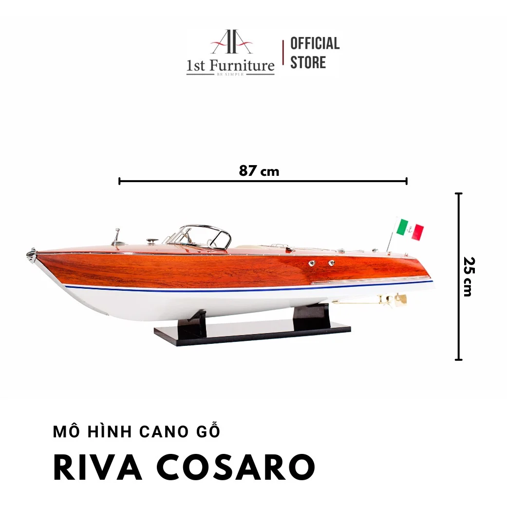Mô hình cano RIVA COSARO cao cấp, mô hình gỗ tự nhiên, làm quà tặng sang trọng 1st FURNITURE
