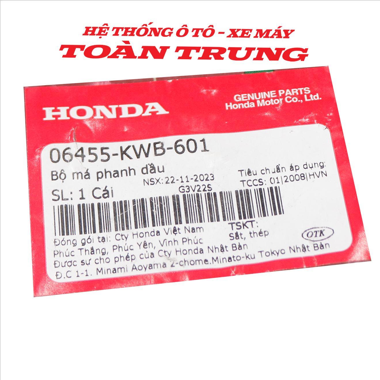 Má phanh dầu trước: Wave RSX, Wave RS, Blade, Future, Super Cub chính hãƞg Honda 06455KWB601