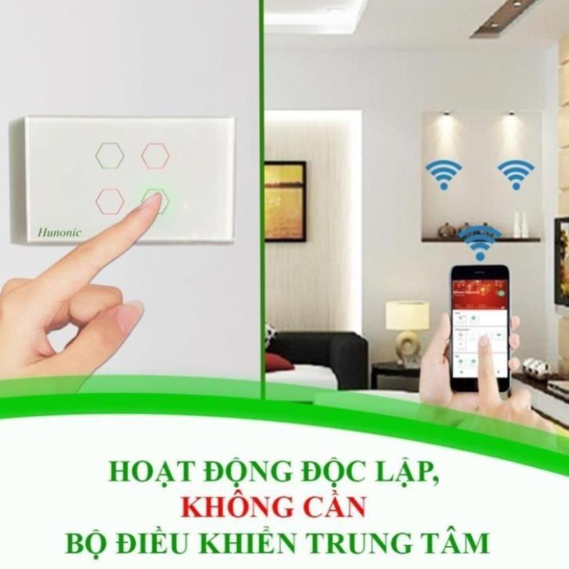 Công tắc cảm ứng Hunonic Datic 3 Nút kết nối Wifi điều khiển mọi thiết bị từ xa qua điện thoại