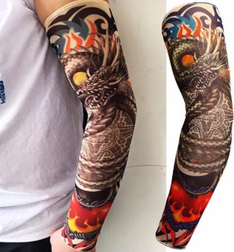 Bộ 02 găng tay dài chống nắng hình xăm tattoo hoạ tiết ngẫu nhiên