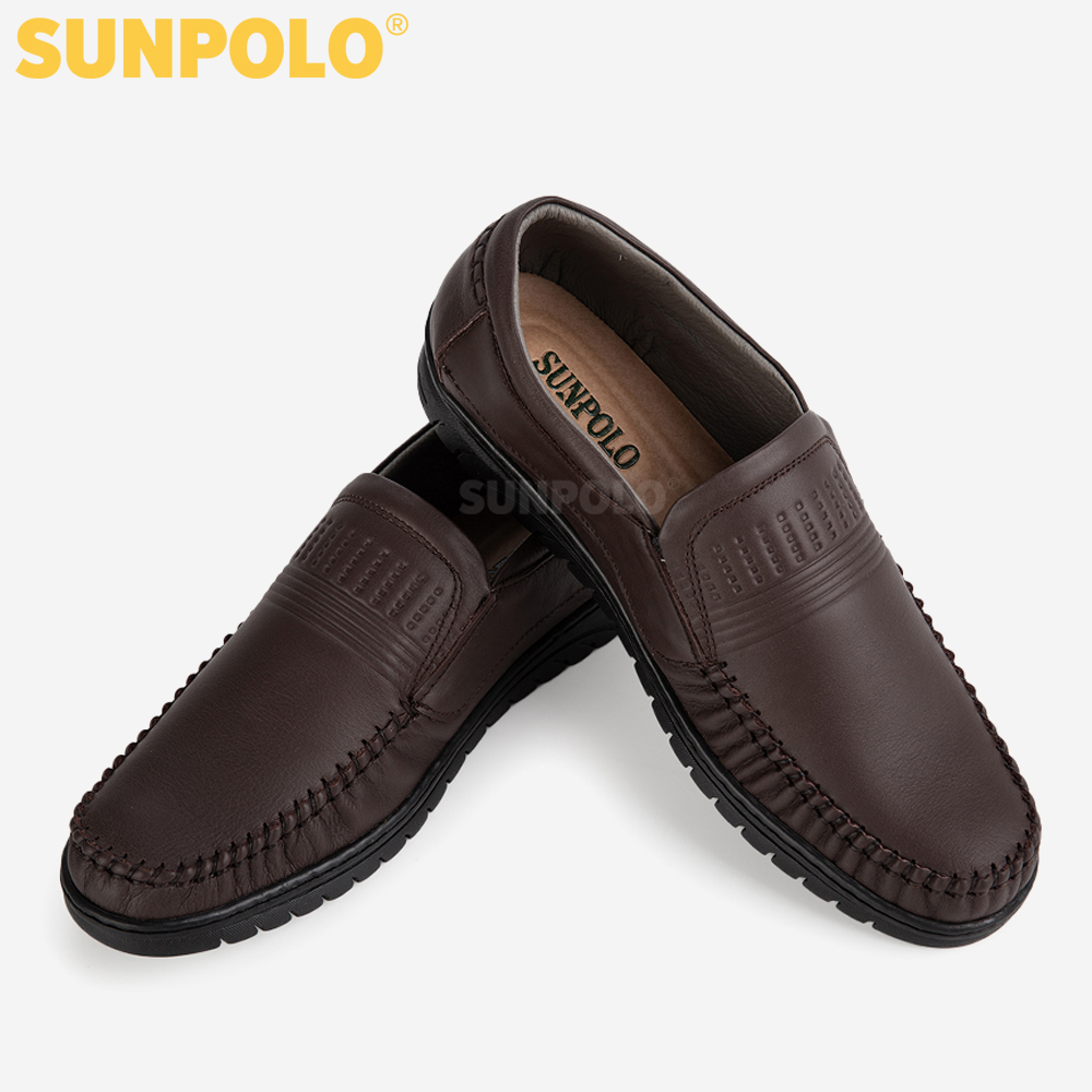 Giày Mọi Nam Da Bò SUNPOLO SU3028D - Đen