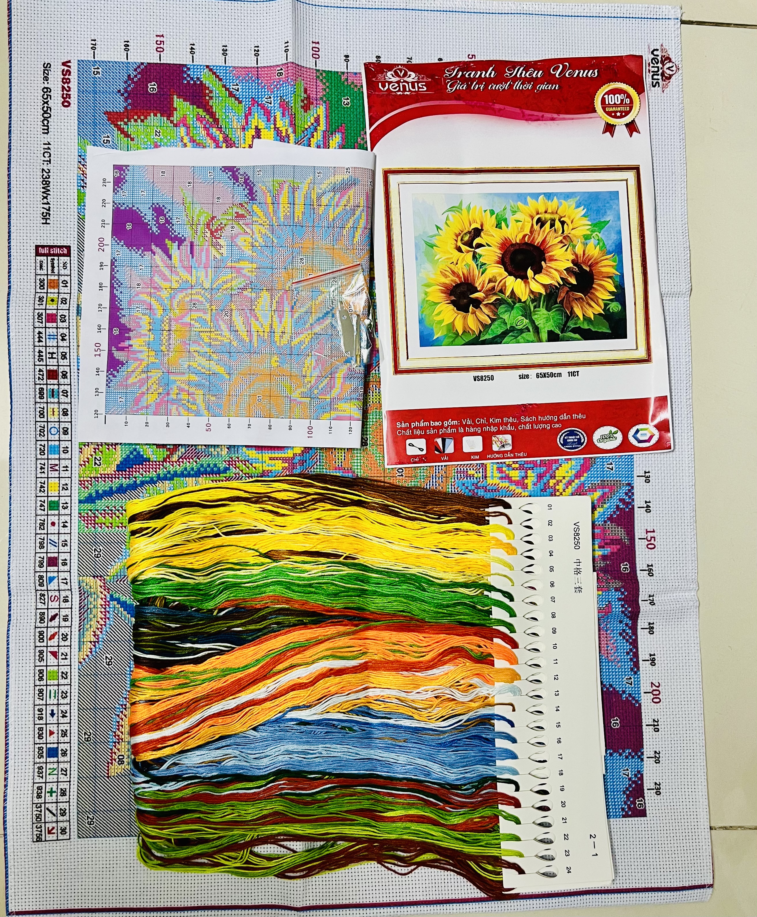 Tranh thêu kín Hoa hướng dương vs8250, kích thước 50 x 65 cm