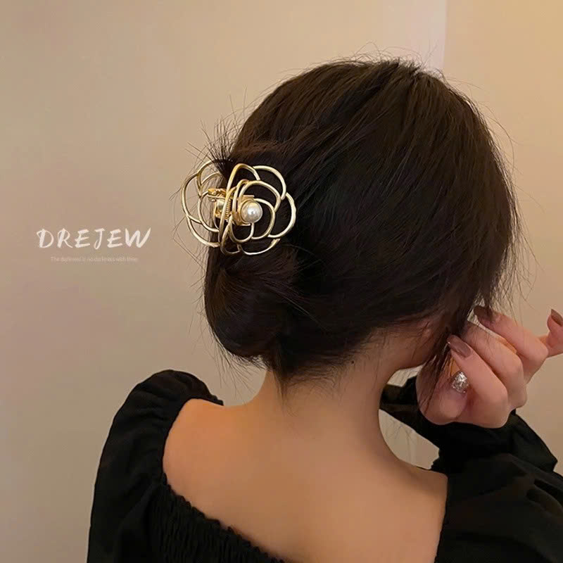 Kẹp tóc sau - hoa hồng cẩn ngọc - loại lớn