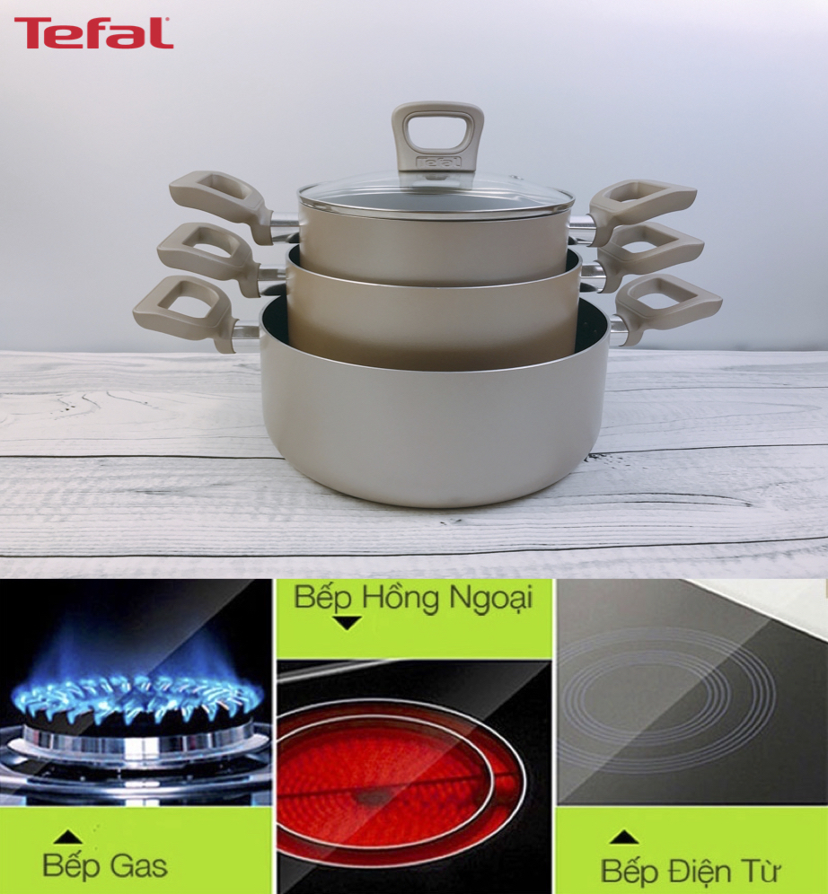 Bộ nồi 3 cái chống dính đáy từ Tefal Sensations - Hàng chính hãng