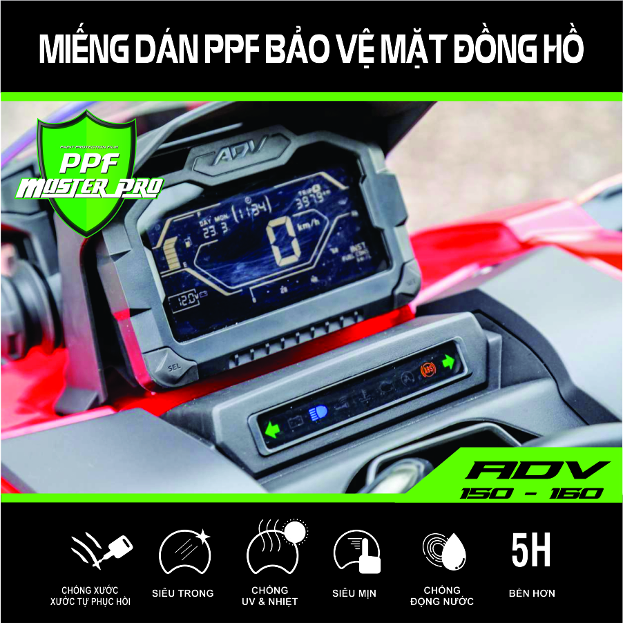 Miếng Dán PPF Bảo Vệ Mặt Đồng Hồ Xe Honda ADV 150 - 160 | Chất Liệu Film PPF